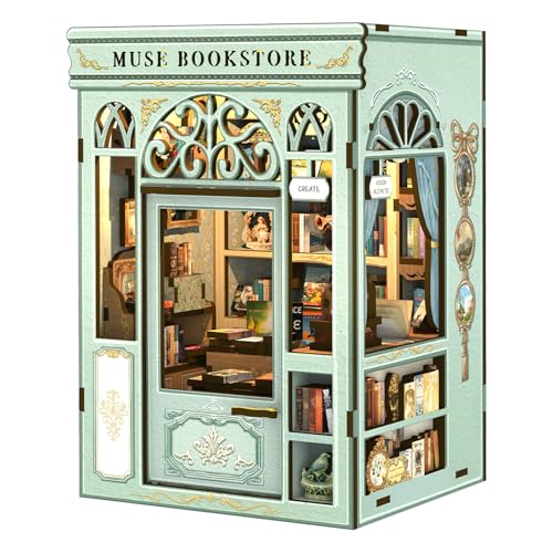 CUTEBEE Book Nook Kit - Miniatur Haus Selber Bauen, DIY Puppenhaus für Erwachsene und Bücherliebhaber, Bücherregal Deko (Muse Bookstore) von CUTEBEE