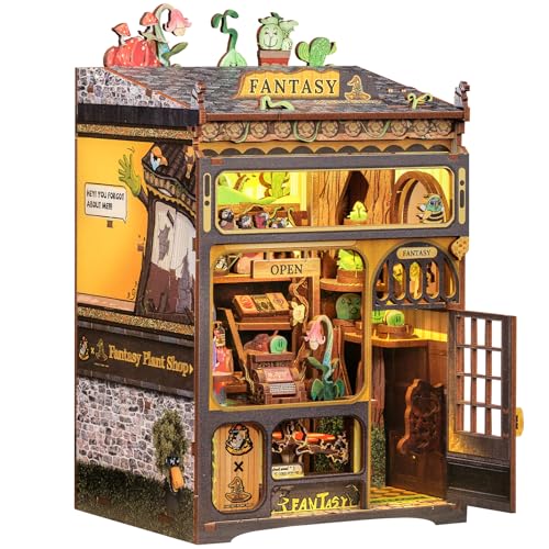 CUTEBEE Book Nook Kit – Miniature 3D Haus Bausatz with Magical Booknook, DIY Fantasy Plant Decor for Adults, Besondere Geschenke für Plant Lovers, Familie und Freunde (Fantasy Plant Shop) von CUTEBEE