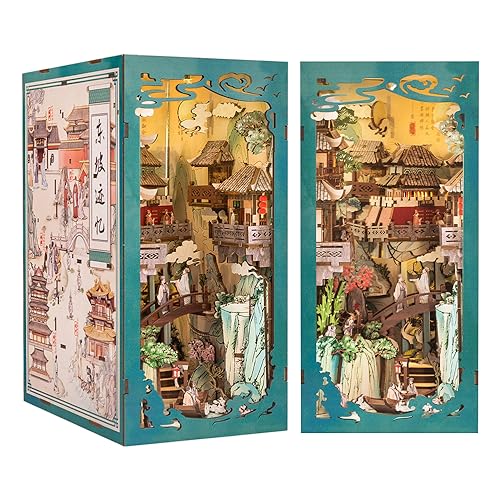 CUTEBEE Book Nook Kit mit Staubschutzhülle–DIY Puppenhäuser Miniatur Haus Kit mit LED-Licht,Booknook Häuser Modellbausätze für Erwachsene zum Bauen(Su Dongpo's Life) von CUTEBEE
