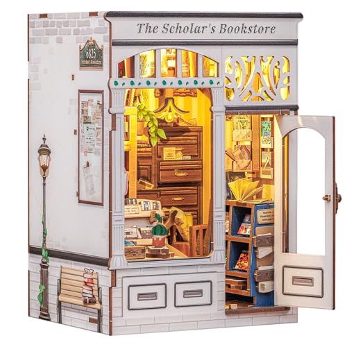CUTEBEE Book Nook Kits for Adults - DIY Puppenhaus Miniatur mit LED-Licht, Holz Elegant & Ornate Style Miniatur Haus Bauen Sie Sich(The Scholar's Bookstore) von CUTEBEE