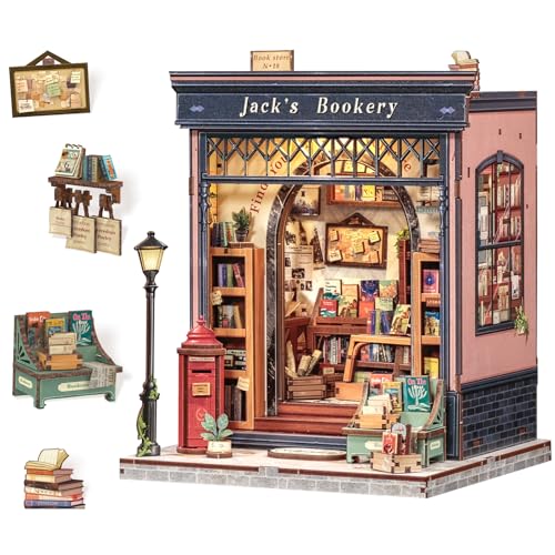 CUTEBEE Book Nook Puppenhaus Miniaturhaus-Set mit LED-Licht (Jack's Bookery) von CUTEBEE