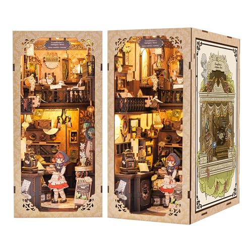 CUTEBEE DIY Book Nook Kit,Puppenhaus Miniatur Haus mit Möbeln and Staubschutz, Booknook Miniature House Kits für Erwachsene zu Bauen hölzerne 3Puzzle Art Model Kit (Grandfather's Antiques Store) von CUTEBEE