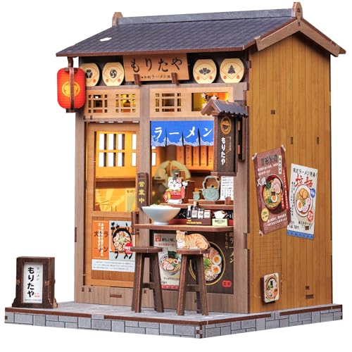 CUTEBEE DIY Book Nook Kit – Miniatur-Holzhaus Modellbausatz für Erwachsene mit LED-Beleuchtung, 3D Puzzle & Buchstütze | Kreativset zur Bücherregal-Deko | Geschenk (Morita-Ya) von CUTEBEE