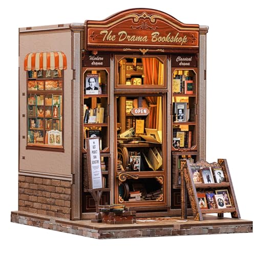 CUTEBEE DIY Bücherecke Bausatz - Miniatur Holzhaus Modell Bausatz für Erwachsene mit LED Beleuchtung, 3D Puzzle & Buchstütze | Kreatives Set für Bücherregal Dekoration | Geschenk von CUTEBEE