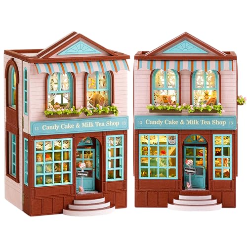 CUTEBEE Puppenhaus Miniatur Haus mit Möbeln, DIY Puppenhaus Bausatz Kreativzimmer,DIY miniaturen Haus(D013A) von CUTEBEE