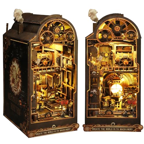 CUTEROOM Book Nook Kit, DIY aus Holz Miniature House, Puppenhaus Miniatur Haus Selber Baue Bausatz mit Musikbewegung und LED-Licht（Mechanical Rhythm） von CUTEROOM