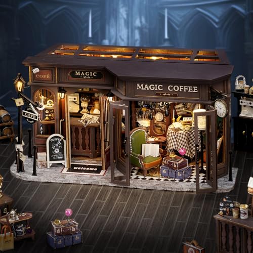 CUTEROOM DIY Miniatur Puppenhaus Bausatz aus Holz – Kreatives Modellbau-Set für Erwachsene & Teens – 3D Mini-Kaffeehaus zum Selberbauen – Deko-Geschenk von CUTEROOM