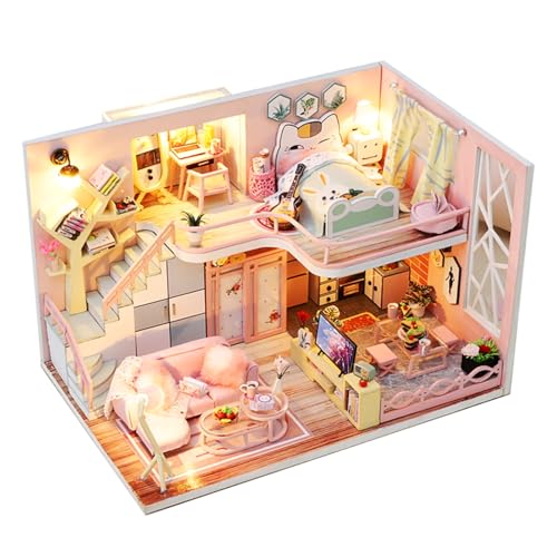CUTEROOM DIY Miniatur Puppenhaus Kit mit Möbeln und Musik – Komplettes Modellbausatz für Kinder, Jungen und Mädchen (Flower History) von CUTEROOM