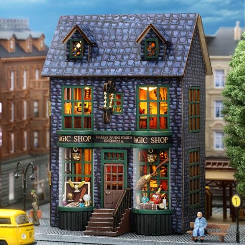 CUTEROOM Miniatur Haus, DIY Puppenhaus Set aus Holz, Mini Hausbau-Set mit Möbeln und LED Licht, Geburtstagsgeschenk für Frauen und Mädchen (Magic Store) von CUTEROOM