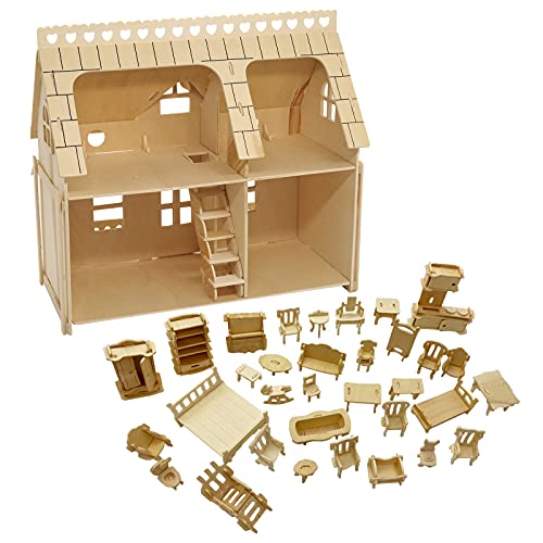 Cuteroom DIY Miniatur Puppenhaus Kits Handwerk Holz Puppenhaus Modell Kits mit LED-Licht und Katzenmodell von CUTEROOM
