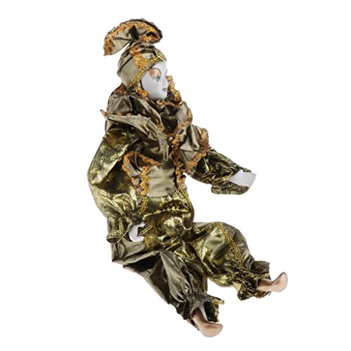 CUTICATE 42cm Handgemachte Halloween Clown Kostüm Porzellanpuppe Spielfigur Dekoration Souvenirs Sammlung Geschenk - Gold von CUTICATE