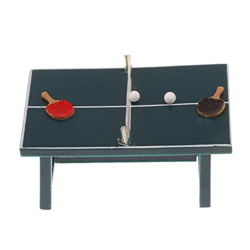 CUTICATE 5-TLG Miniatur Tischtennisplatte + Tischtennisschläger + Ping-Pong-Bälle Sport Spiel Set für 1:12 Puppenhaus Innendekoration von CUTICATE