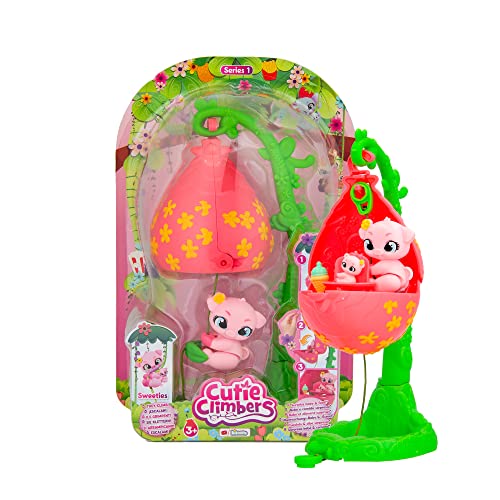 CUTIE CLIMBERS S1 Family Pack Sweeties Polly Flower House mit 1 Haustier Klettern und Welpe Sammlerstück Spielzeug für Kinder + 3 Jahre von CUTIE CLIMBERS