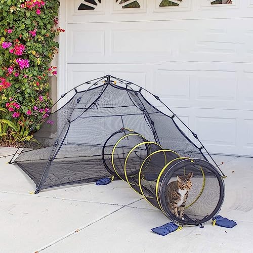 CUTPOIY Tragbares Katzenzelt mit Katzentunnel Outdoor Katzengehege Pop Up Katzenzelt Katzenhaus, Spielzelte Katzenspielzeug für Katzen Welpe Kaninchen und andere Kleintiere von CUTPOIY