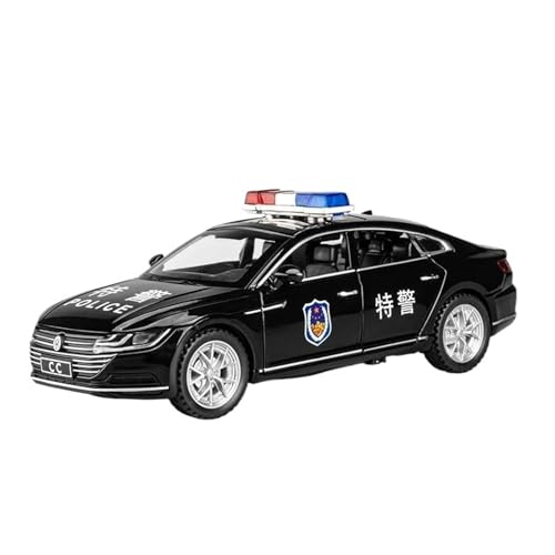 CUTSUGOK maßstabsgetreues Auto 1:32 für Volkswagen CC Polizei Auto Simulation Diecast Metall Modell Auto Sound Licht Zurückziehen Auto Modell Modellfahrzeug zum Sammeln(A) von CUTSUGOK