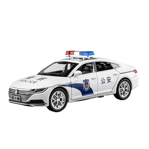 CUTSUGOK maßstabsgetreues Auto 1:32 für Volkswagen CC Polizei Auto Simulation Diecast Metall Modell Auto Sound Licht Zurückziehen Auto Modell Modellfahrzeug zum Sammeln(B) von CUTSUGOK