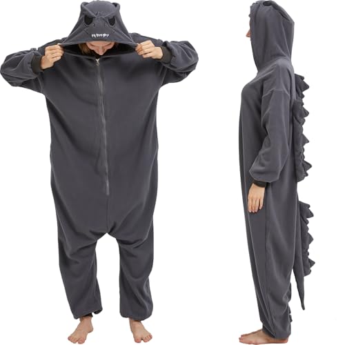CUTTUECD Dinosaurier-Einteiler für Erwachsene, Uni, Filmfigur, Marine, Leguan, Monster, Cosplay, Kostüm, Halloween, Jumpsuit, Homewear von CUTTUECD