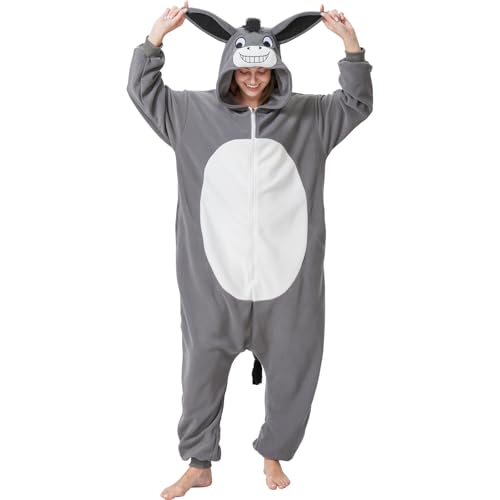 CUTTUECD Einteiler für Erwachsene, Halloween-Kostüm, Einteiler, Cosplay-Pyjama für Damen und Herren, Grauer Esel, XXL CUTTUECD Einteiler für Erwachsene, Halloween-Kostüm, Einteiler, Cosplay-Pyjama für Damen und Herren, Grauer Esel, XXL von CUTTUECD
