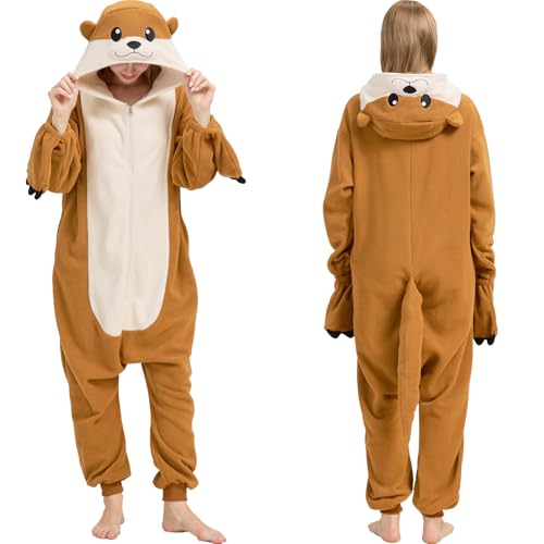 CUTTUECD Otter-Einteiler für Erwachsene, Tier-Halloween-Kostüm, gemütlicher einteiliger Cosplay-Pyjama für Damen und Herren, River Otter, X-Large CUTTUECD Otter-Einteiler für Erwachsene, Tier-Halloween-Kostüm, gemütlicher einteiliger Cosplay-Pyjama für Damen und Herren, River Otter, X-Large von CUTTUECD