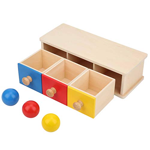 CUTULAMO Spielzeug mit Ballbox, Lernspielzeug Ballbox für Münzen. Trainieren Sie das Denken und die Hand-Auge-Koordination Lernspielzeug aus Holz mit Ball (Dreifarbige Kugelschublade) von CUTULAMO