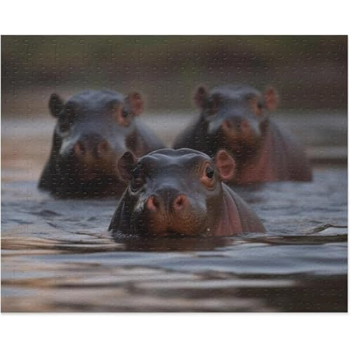 CUTeFiorino 1000 Teile Afrikanische Tierpuzzles Baby Nilpferde Puzzle Für Erwachsene Holzpuzzles Heimdekoration Eltern-Kind-Spiel Dekomprimieren Spielzeug Für Freund Ehefrau Mama (Khaki, One Size) von CUTeFiorino