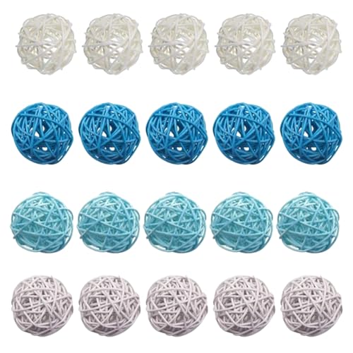 CUTeFiorino 24Pcs 2in Rattan Indonesischen Haustier Spielzeug Kindergarten Dekoration Rattan Fenster Dekoration Schießen Requisiten Kunst Und Skulpturen (Blue, One Size) von CUTeFiorino