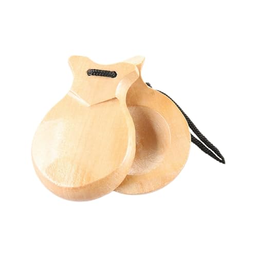 CUTeFiorino 2PC Massivholz Kastagnetten für Percussion Musikinstrument Paar Glatte Oberfläche Leichtes Design Erwachsener Musiker Tragbar Pads Für Kunsttrainingsgeräte (Beige, One Size) von CUTeFiorino