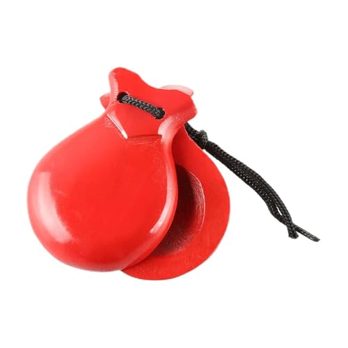 CUTeFiorino 2PC Massivholz Kastagnetten für Percussion Musikinstrument Paar Glatte Oberfläche Leichtes Design Erwachsener Musiker Tragbar Pads Für Kunsttrainingsgeräte (Red, One Size) von CUTeFiorino
