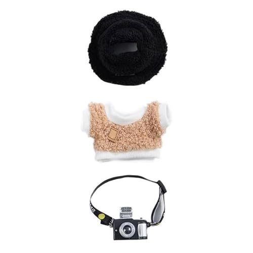 CUTeFiorino 4 Sets of Doll Clothes Doll Clothing Doll Accessories Clothes + Light Heart Shaped Velvet Hat + Small Camera + Glasses Doll Not Included Bügelperlen (BK2, One Size) von CUTeFiorino