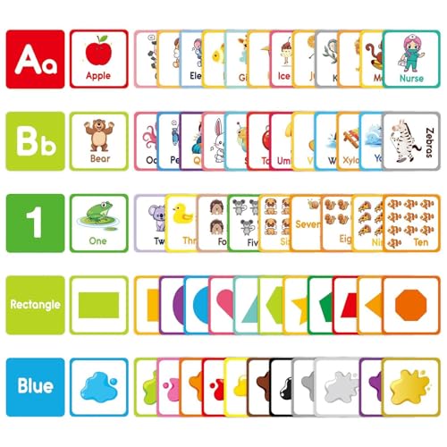 CUTeFiorino Alphabet Cards Learn Letter Cards Toddler Cards 60 Double Cards Colors Shapes and Numbers Educational Flashcards Early Learning First Word Cards Compatible with (Hot Pink, One Size) von CUTeFiorino