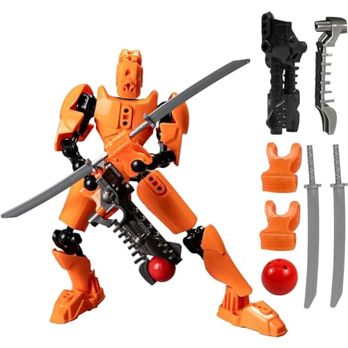 CUTeFiorino Bausteine plus 13 Actionfigur T13 Actionfigur PVC Actionfiguren Modell Ganzkörperaktivität Verbesserter Roboter Enthält Handbewegungen und 3D-gedruckte Schaufensterpuppe (Orange, One Size) von CUTeFiorino