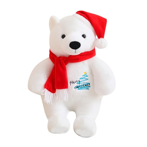 CUTeFiorino Christmas Cute Plush PolarBear Stuffed Animal with Hat and Scarf PolarBear Plush Toys Christmas PolarBear Plush Soft Body Pillow Plushies Room Decor for Girls and Boy Plüschfigur (RD1, A) von CUTeFiorino