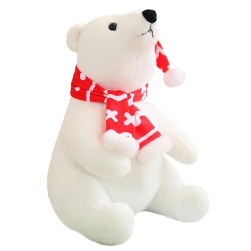 CUTeFiorino Christmas Cute Plush PolarBear Stuffed Animal with Hat and Scarf PolarBear Plush Toys Christmas PolarBear Plush Soft Body Pillow Plushies Room Decor for Girls and Boy Stofftier 13 (A, A) von CUTeFiorino