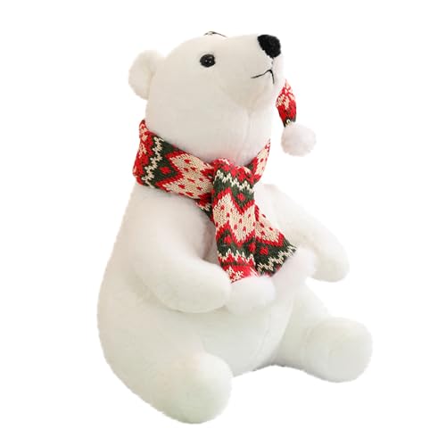 CUTeFiorino Christmas Cute Plush PolarBear Stuffed Animal with Hat and Scarf PolarBear Plush Toys Christmas PolarBear Plush Soft Body Pillow Plushies Room Decor for Girls and Boy Stofftier 13 (C, A) von CUTeFiorino