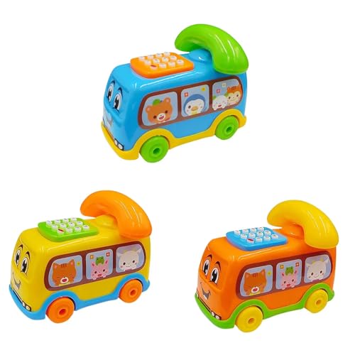 CUTeFiorino Compatible with Motorikschleifen Baby Spielzeug Musik Cartoon Bus Telefon pädagogische Kinder Spielzeug Geschenk Zählrahmen (Orange, One Size) von CUTeFiorino
