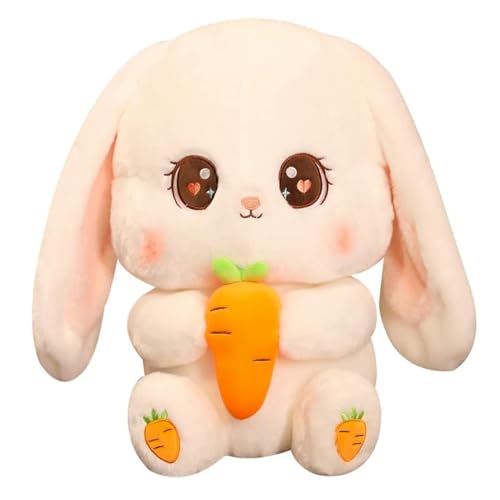 CUTeFiorino Cuddly Toy Plush Toy with Carrot 30 cm Plush Kawaii Plushie Stuffed Toy Decorations for Children Friends Christmas Birthday Mit Mehr Als 30 Interaktiven Geräuschen Und (White, One Size) von CUTeFiorino