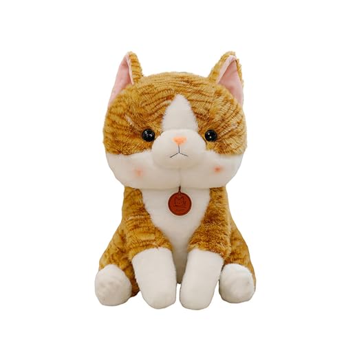 CUTeFiorino Cute Cat Plush Toy Doll Simulation Cat Throw Pillow Children Comfort Doll Verkleidung (Yellow, One Size) von CUTeFiorino