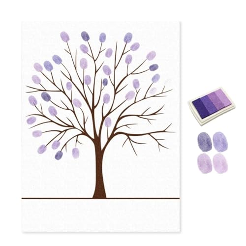 CUTeFiorino Fingerabdrücke Leinwand Gästebuch Fingerabdruck Malerei Kreative Fingerabdrücke Malerei Dekor Für Hochzeit Mit Stempelkissen Gestalten Und Verzieren Von Karten (Purple, One Size) von CUTeFiorino