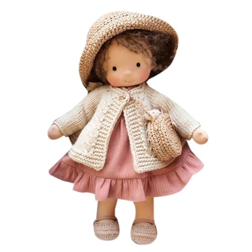 CUTeFiorino Handgefertigte Puppe Handgefertigte Puppe mit Kleidung Stoffpuppe Mädchen Handgefertigte Puppen Weiche Stoffpuppe Praktische Übungen Weich Puppenzubehör 36 cm (Hot Pink, One Size) von CUTeFiorino