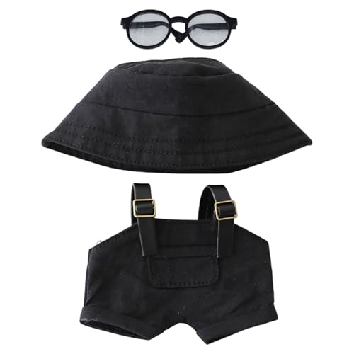 CUTeFiorino Handgemachte Puppenkleidung, kompatibel mit 5,916,7-Puppen, als Zubehör, Premium-Puppenoverall-Outfit mit Hut und Zubehör, para 17-cm-Puppe Kunsthandwerk Für Erwachsene (Black, S) von CUTeFiorino