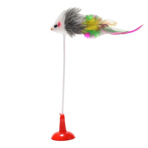 CUTeFiorino Katzen-Neckspielzeug mit Feder und Haustier-Interaktion. Katzen-Neckspielzeug mit Stab und Saugnapf, süß und leicht, die Aufmerksamkeit zu erregen. Sandspielzeug (Red, One Size) von CUTeFiorino