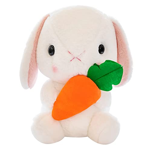 CUTeFiorino Kopfschmuck Ausgestopftes weißes Osterhasentier mit Karottenkaninchen-Plüschtier Babyspielzeug (White, One Size) von CUTeFiorino