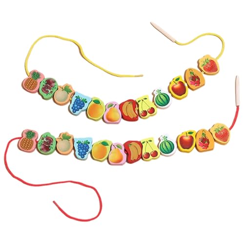 CUTeFiorino Lacing Toy Wooden Block Set Early Educational Toys String & Lacing Beads Games for Toddlers Kids Animal Learning Play Set (25 Pieces) Compatible with Motorikspielzeug (Khaki, One Size) von CUTeFiorino