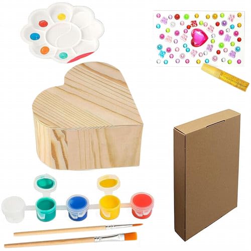 CUTeFiorino Make Your Own Wooden Children's Heart Shaped Box Kit Art and Craft for Girls 812 4 78 Creative Activity Toy Birthday Mother's Day 50ml Mal Zeichenzubehör (A, One Size) von CUTeFiorino