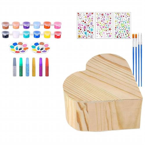 CUTeFiorino Make Your Own Wooden Children's Heart Shaped Box Kit Art and Craft for Girls 812 4 78 Creative Activity Toy Birthday Mother's Day 50ml Mal Zeichenzubehör (B, One Size) von CUTeFiorino