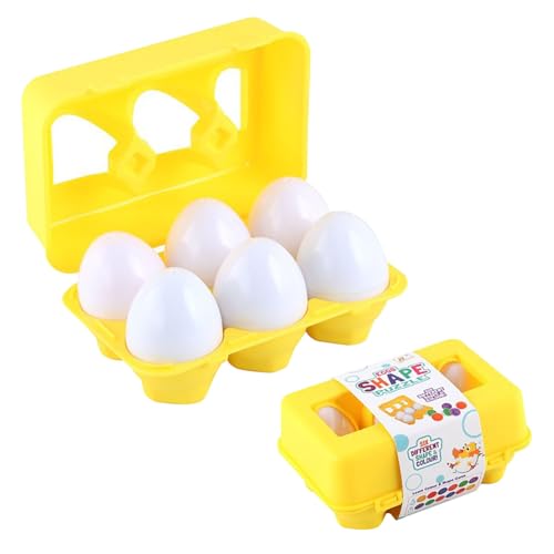 CUTeFiorino Matching Egg Sensory Toy Color & Shape Recoginition Sorter Color Sorting Toys Easter Travel Game Early Learning STEM Educational Motor Skill Montessori Toys for T (White, One Size) von CUTeFiorino