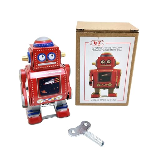 CUTeFiorino Mehrfarbig Mini Tin Plate Wind Up Robot Craft Ornament Hochzeitsgeburtstagsfeier (Red, One Size) von CUTeFiorino