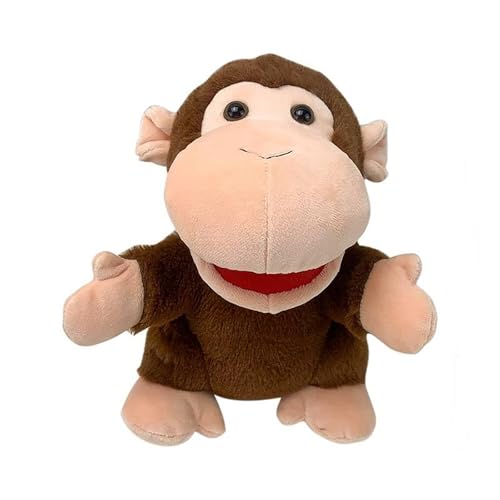 CUTeFiorino Monkey Stuffed Hand Puppet Soft Animal Plush Toy 9.8Inch Animal Hand Puppet Interactive Animal Gloves Mouth Movement for Christmas Birthday Friends Family Puppenwagen Holz (D, One Size) von CUTeFiorino