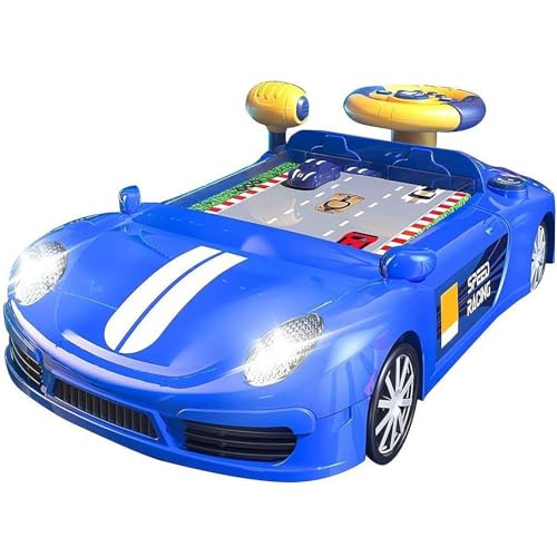 CUTeFiorino Musical Steering Wheel Toys For Boys 4 6 Toddler Driving Car Game With Sound Age 3+ Year Old Interactive Educational Learning Race Car Toy For Boys And Girls Bir Lernuhren (Blue, One Size) von CUTeFiorino