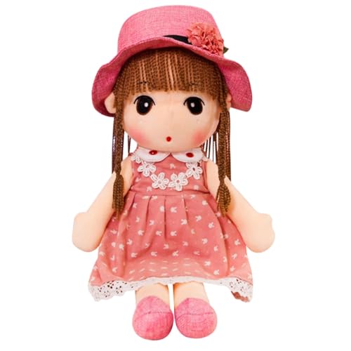 CUTeFiorino One Opening Soft with Clothes Cute Rag Doll Ragdoll Plush Stuffed Toy with Hat Skirt Handmade Plush Toy Baby Girls Sleeping Partner Doll Birthday Haarreif (Pink, One Size) von CUTeFiorino